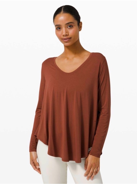 lululemon athletica Tops - Lululemon Up for Down Time Long Sleeve, 
Dark Terracotta, size 10